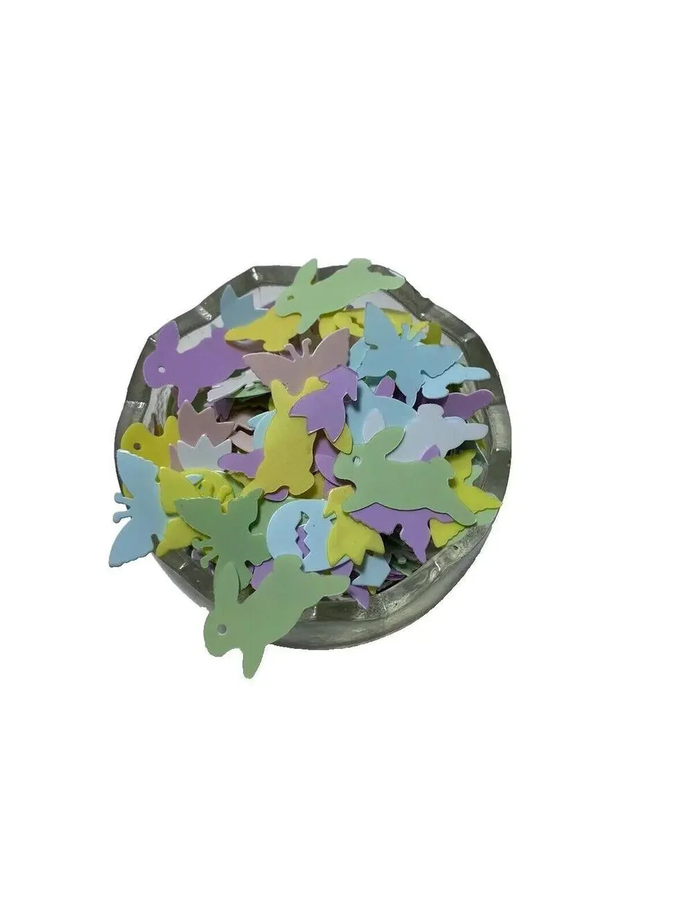 Old Easter Glass Egg with Easter Confetti Vintage Holiday Decoration Collectible
